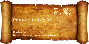 Presch Milán névjegykártya